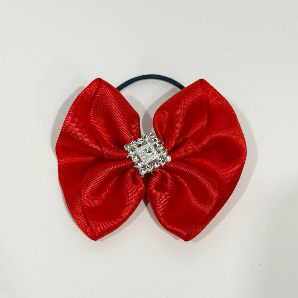 Hair Bow Set 2 Ponytail For Girls Red 2.5x3 Inch New - Picture 7 of 9